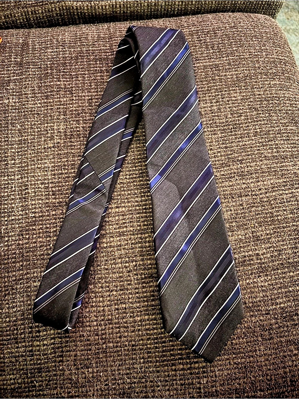 Sean John Striped Tie in Black & Blue